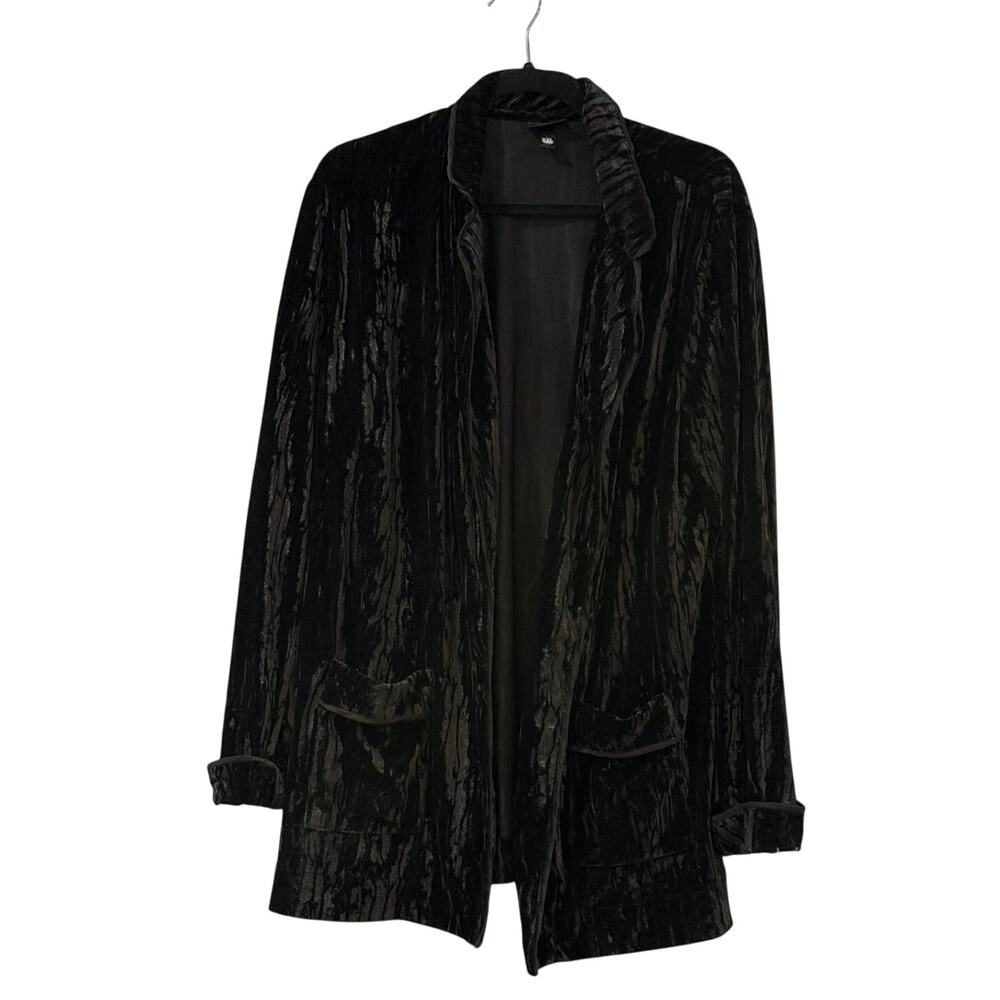 Black Crushed Velvet Blazer Jacket Vamp Romantic Open Front Women’s Size XXL